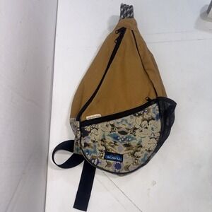 KAVU Rope Bag 1 Of A Kind Boho Gorpcore Hiking Floral Sling Backpack Multicolor